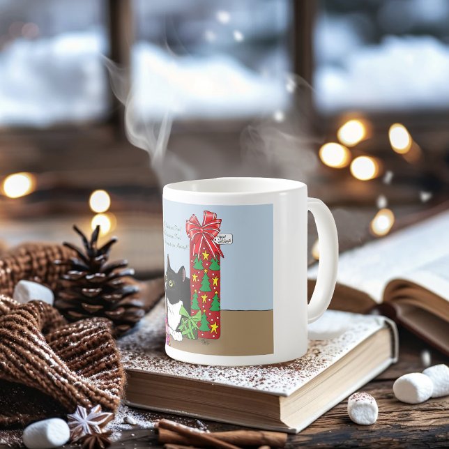 Caneca De Café Gato Tuxedo de Árvore de Natal (Criador carregado)