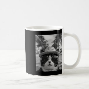 Caneca De Café Gato Tuxedo Engraçado Selfie Gato Férias de Verão 