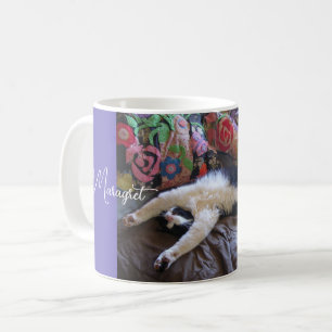 Caneca De Café Gato Tuxedo Fofo fazendo uma Onda Mexicana Gatos E