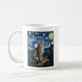 Caneca De Café Gato Van Gogh Noite Estrelada Arte Impressionista