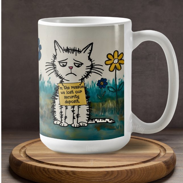 Caneca De Café Gato Vergonhoso Sinal Engraçado Frase Fresco Carto (Criador carregado)