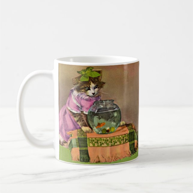Caneca De Café gato vestido e aquário (Esquerda)