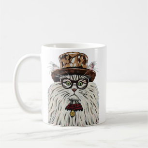 Caneca De Café Gato vestindo chapéu e óculos
