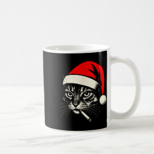 Caneca De Café Gato Vintage Fumando Cigarro Natal Gato Papai Noel
