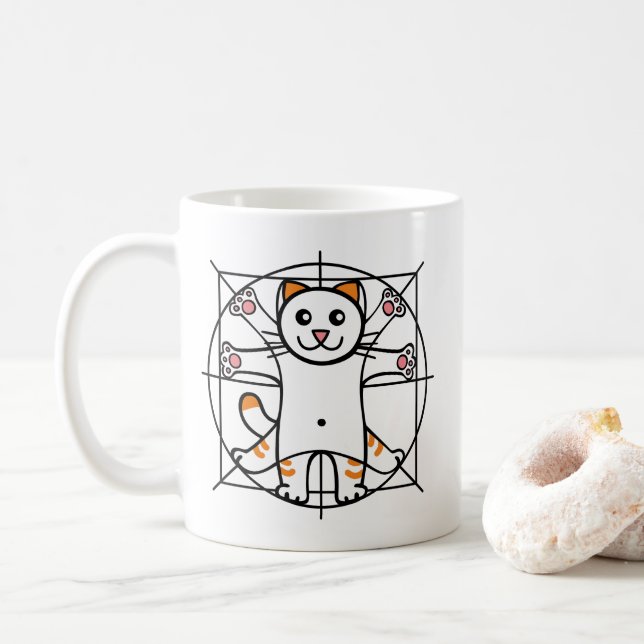 Caneca De Café Gato Vitruviano (Com Donut)