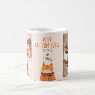 Caneca De Café Gato Whimsso com Duas Fotografias Melhor Gato Mãe