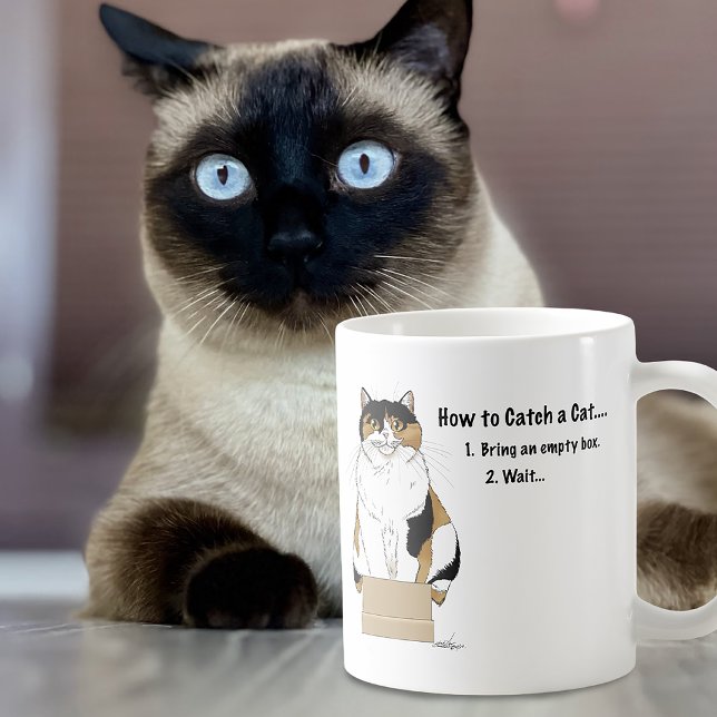 Caneca De Café Gato Xadrez Bege Divertido Caixa Humor Pegar (Criador carregado)