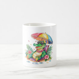 Caneca De Café Gator de relaxamento tropical de frio