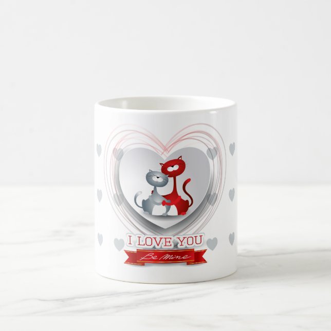 Caneca De Café Gatos apaixonados por coração (Centro)