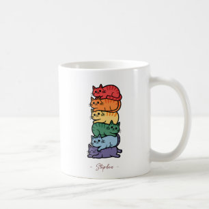 Caneca De Café Gatos Arco-Íris Empilhados - Celebração do Orgulho