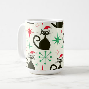 Caneca De Café Gatos Atômicos do Natal Estilo Meados do Século