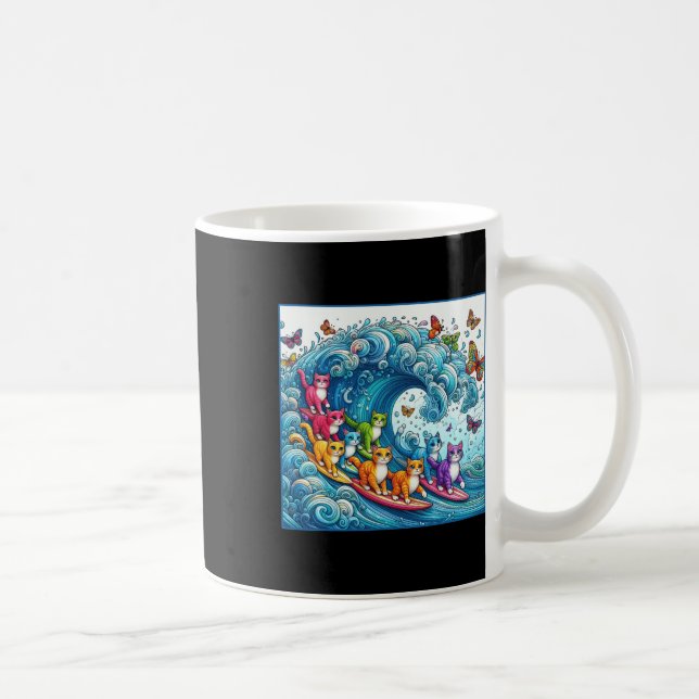 Caneca De Café Gatos Azuis Ondam Para A Gente De Gato Engraçado D (Direita)