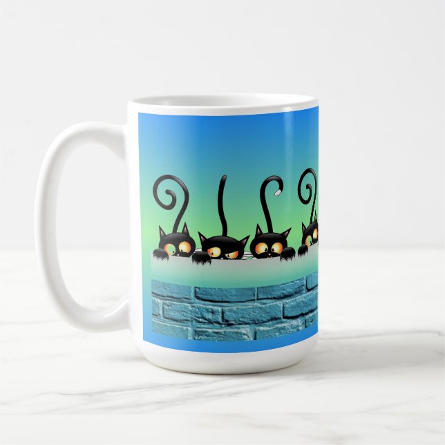 Caneca De Café Gatos Bobos na Parede (Esquerda)