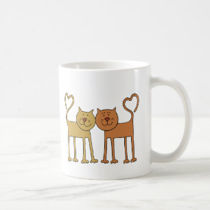 Caneca De Café Gatos bonitos dos desenhos animados com as caudas