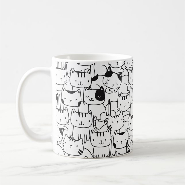 Caneca De Café Gatos Brancos E Pretos (Esquerda)