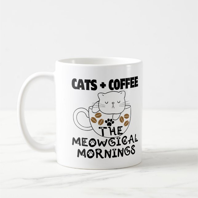 Caneca De Café Gatos + Café = Manhãs mágicas.w (Esquerda)