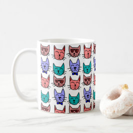 Caneca De Café Gatos cerâmicos Coloridos Enfrentados por Doodle G