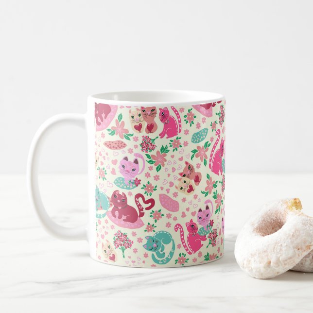 Caneca De Café Gatos com Mug de Amor (Com Donut)