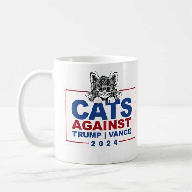 Caneca De Café Gatos Contra Vantagem De Trump (Esquerda)