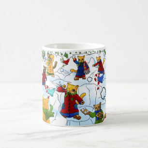 Caneca De Café Gatos da luta do Snowball do Natal