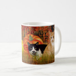Caneca De Café Gatos da Temporada de Outono no Campo de Abóbora /