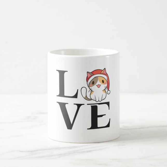 Caneca De Café Gatos De Amor - Gatinho Papai noel (Centro)