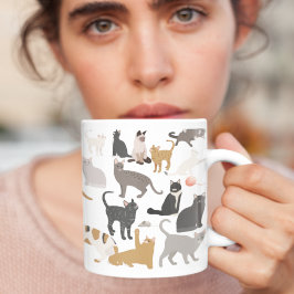 Caneca De Café Gatos de Arte Mamãe ou Pai Monograma Personalizado
