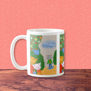 Caneca De Café Gatos de Cartoon Engraçados Café Mug com Nome