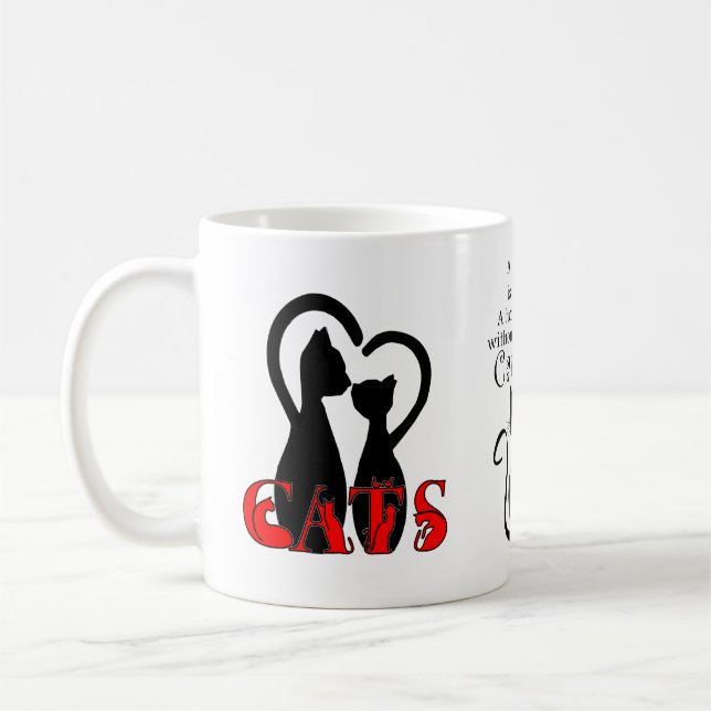 Caneca De Café Gatos de casal em casa (Esquerda)