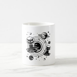 Caneca De Café Gatos De Gato De Alienígena No Espaço De Gatinho