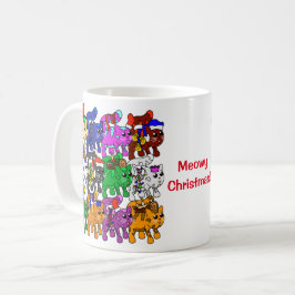 Caneca De Café Gatos de Natal Festivos Jolly Meowy