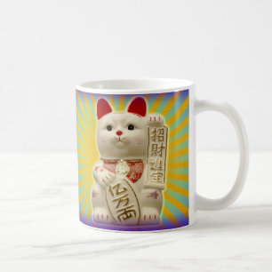 Caneca De Café Gatos de ondulação japoneses da boa sorte do gato