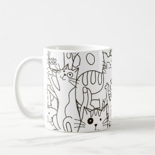 Caneca De Café Gatos de rabo: preto e branco.