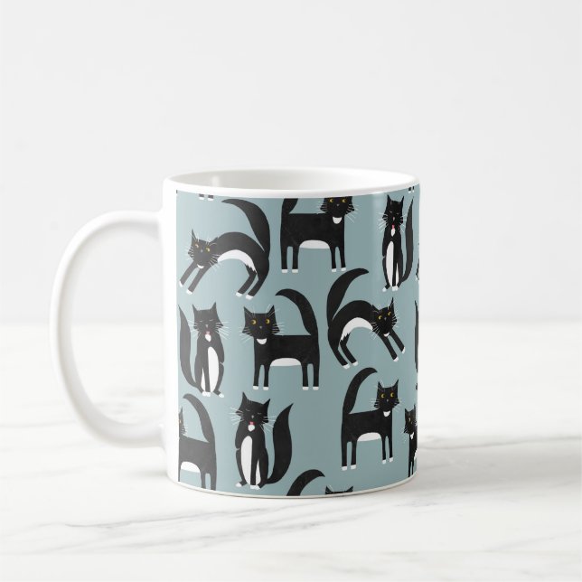 Caneca De Café Gatos de Tuxedo preto e branco (Esquerda)