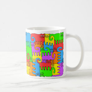 Caneca De Café Gatos do arco-íris