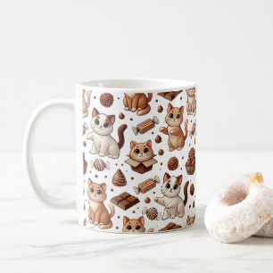Caneca De Café Gatos e Chocolates