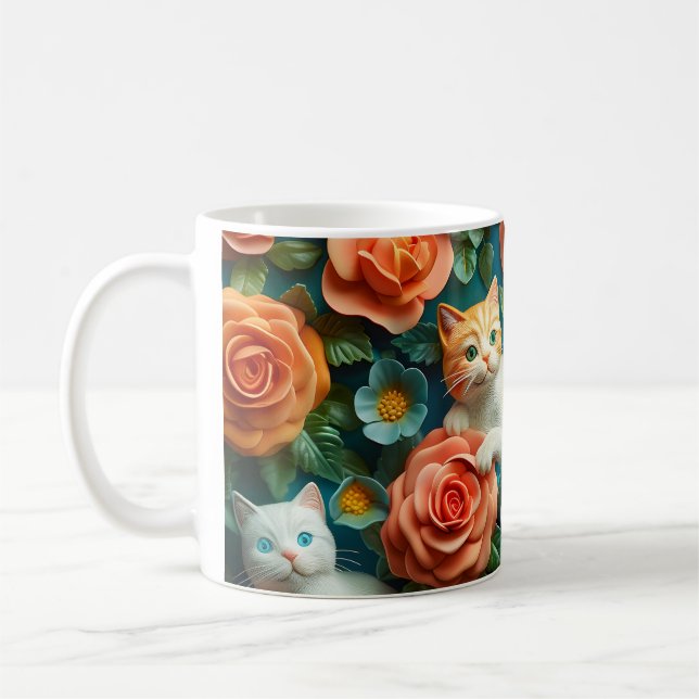 Caneca De Café Gatos e flores, Design (Esquerda)