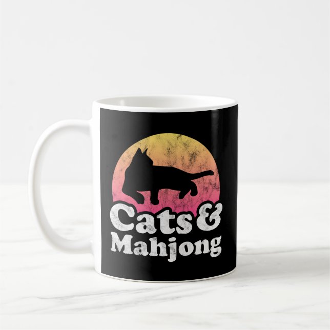 Caneca De Café Gatos E Gatos De Mahjong (Esquerda)