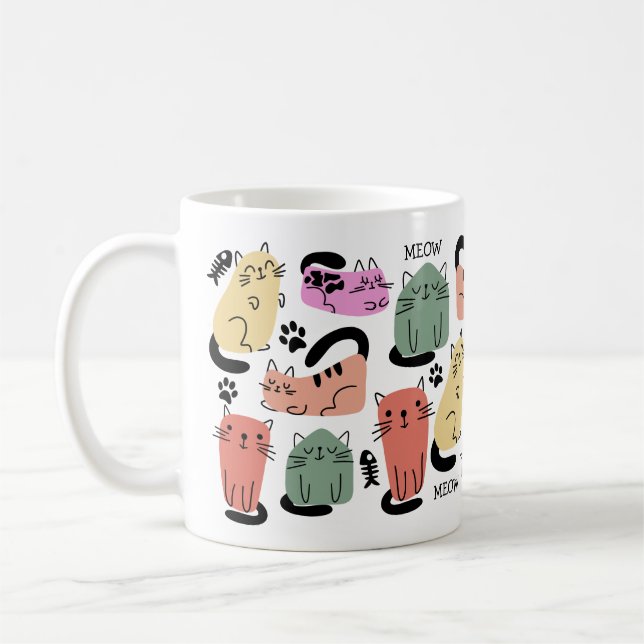 Caneca De Café Gatos E Impressões De Pata (Esquerda)