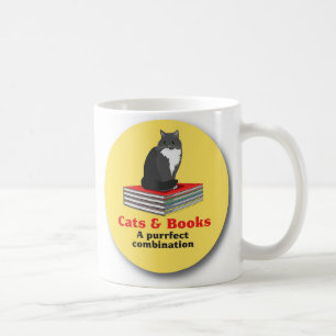 Caneca De Café Gatos e livros… uma combinação do purrrfect