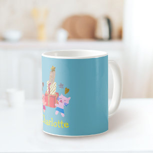 Caneca De Café Gatos e presentes em grão Nome Azul