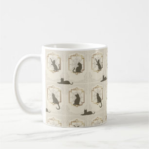 Caneca De Café Gatos Elegantes Art Déco - Bege
