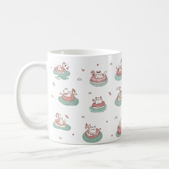 Caneca De Café Gatos em Anéis Infláveis (Esquerda)