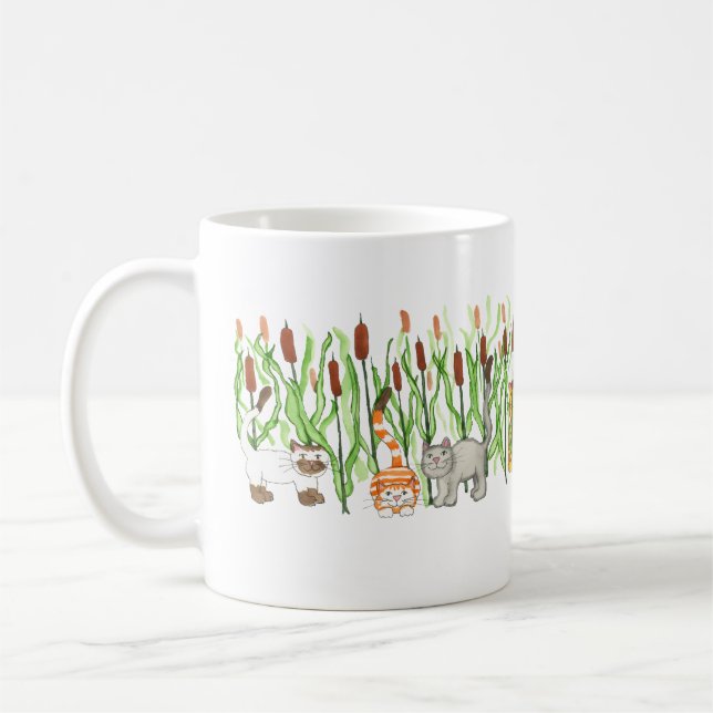 Caneca De Café Gatos em CatTails (Esquerda)