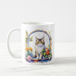 Caneca De Café Gatos em Fusca na Janela das Flores