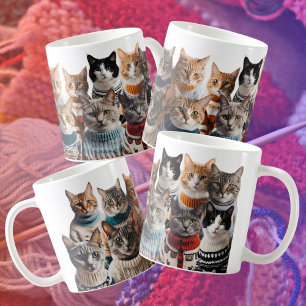 Caneca De Café Gatos em Jumpers fofinhos amantes de tricô de gato