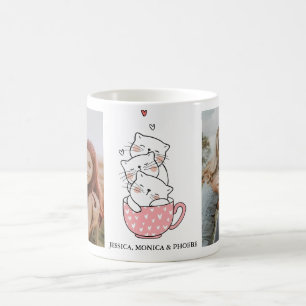Caneca De Café Gatos Empilhados na Caneta Fotográfica do Teacup