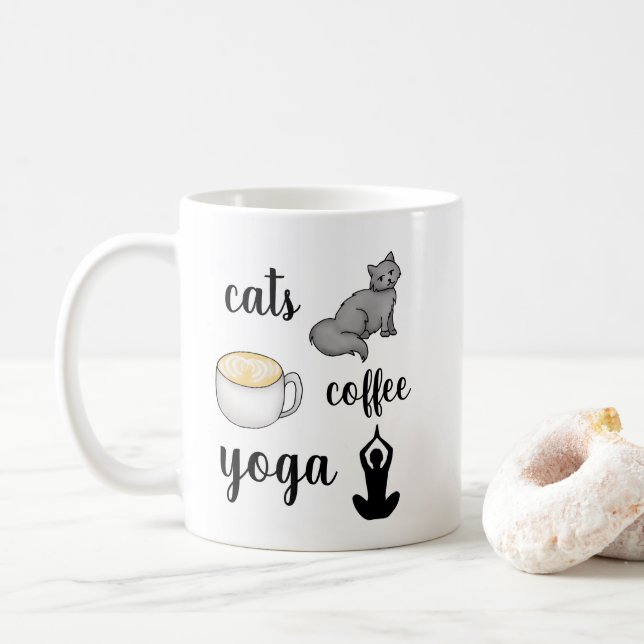 Caneca De Café Gatos Engraçados Café Lover (Com Donut)