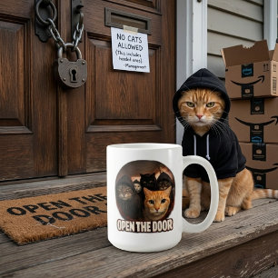 Caneca De Café Gatos Engraçados de Capuz Abrem a Porta