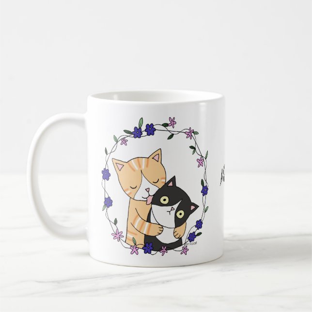 Caneca De Café Gatos Engraçados Ginger Ginger Gato Tuxedo gato bo (Esquerda)